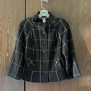 Per se wool blend black with white striped jacket. Size 2. Super cute!